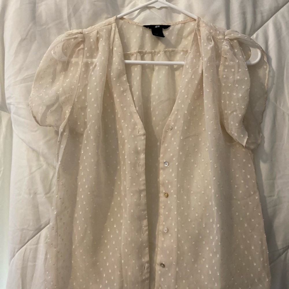 Sheer Cream Shirt H&M